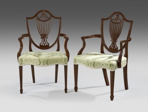 Hepplewhite Mahogany Shield Back Dining Chairs