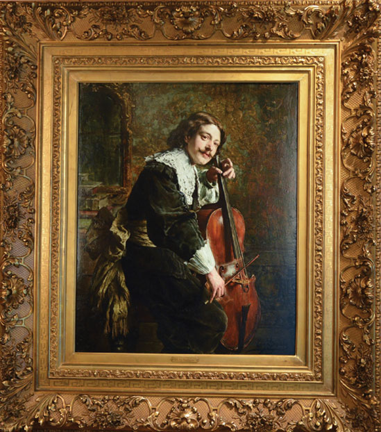 Musician With Cello Painting